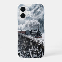 Vintage Train On a Mountain Valley Trestle