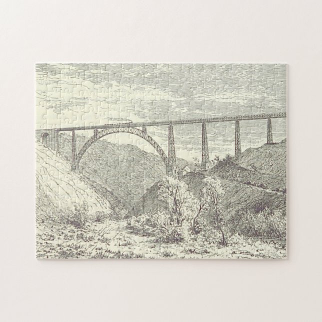 Vintage Train on a Rail Bridge Puzzle (Horizontal)