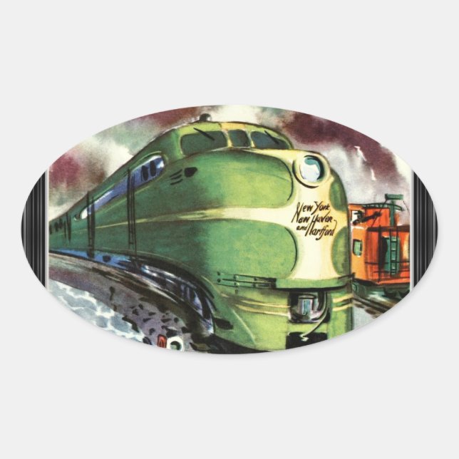 Vintage Train Oval Sticker (Front)