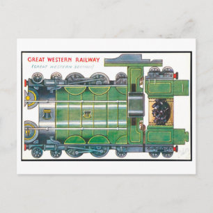 Vintage Train Paper Toy--Great Western Railway Postcard