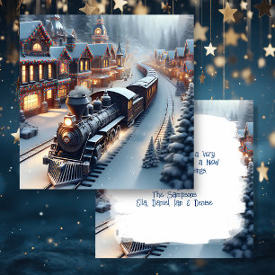 Vintage Train Personalised Christmas Card