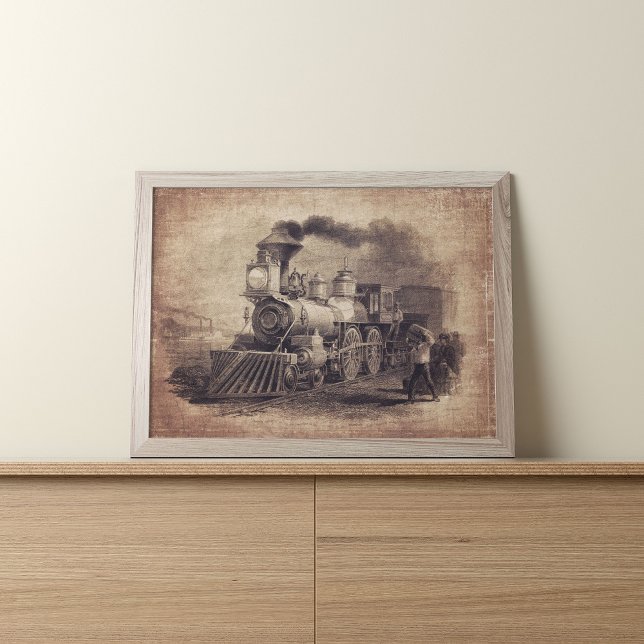 Vintage Train print for furniture decoupage (Vintage train altered art poster for wall art, decoupage and more.)