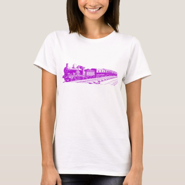 Vintage Train - Purple T-Shirt (Front)