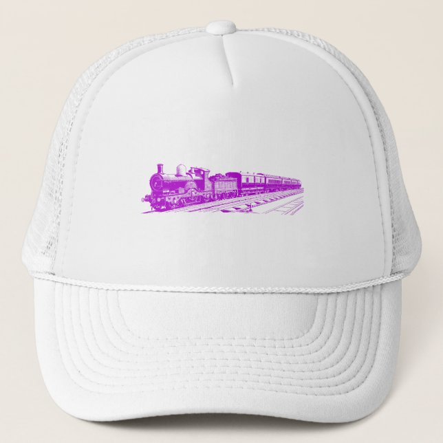 Vintage Train - Purple Trucker Hat (Front)