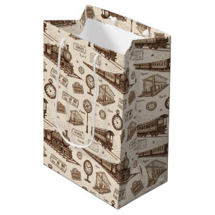 Vintage Train Station Pattern (2) Medium Gift Bag