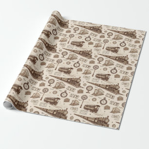 Vintage Train Station Pattern (2) Wrapping Paper
