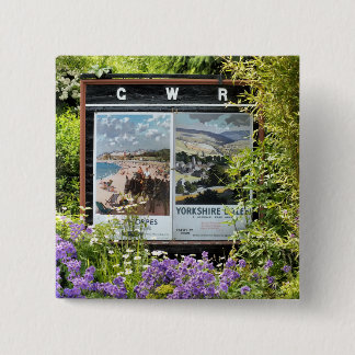 VINTAGE TRAIN STATION SIGNS 15 CM SQUARE BADGE