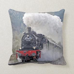 Vintage Train Steam Locomotive Photo Cushion