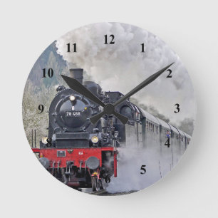 Vintage Train Steam Locomotive Photo Round Clock