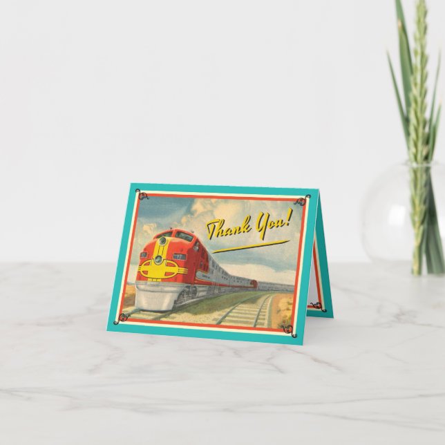 Vintage Train Thank you card (Front)