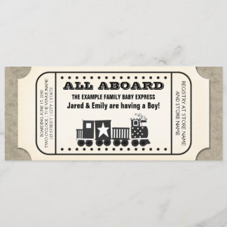 Vintage Train Ticket Baby Shower Invitation