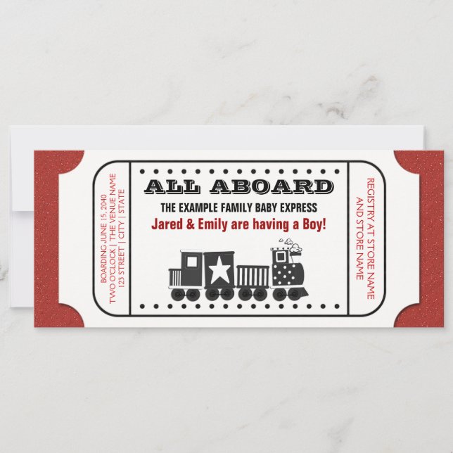 Vintage Train Ticket Baby Shower Invitation (Front)