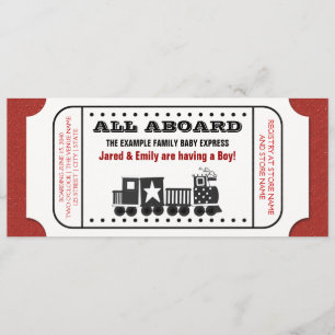 Vintage Train Ticket Baby Shower Invitation