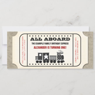 Vintage Train Ticket Birthday Party Invitation