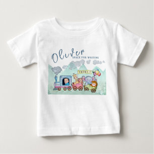 Vintage Train Transport Birthday Watercolor photo Baby T-Shirt