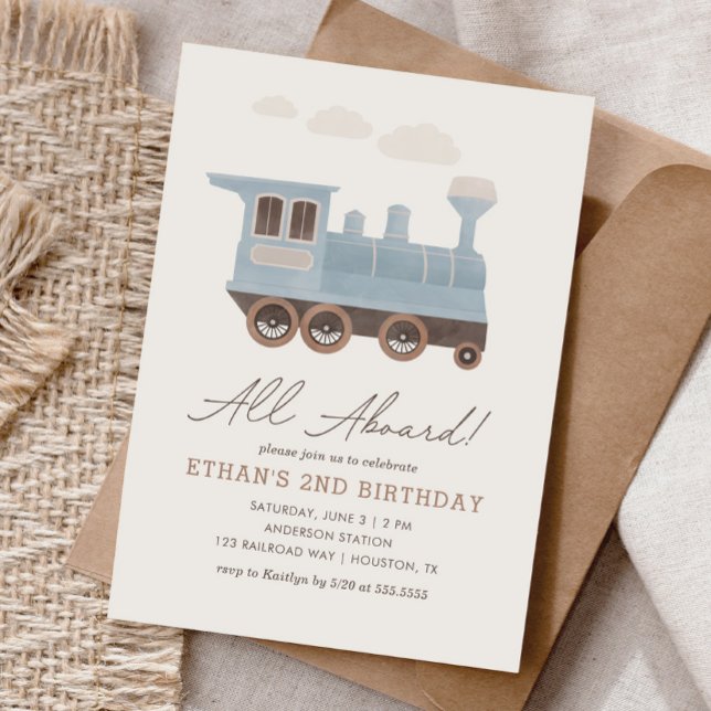 Vintage Train Transportation Birthday Invitation (Creator Uploaded)