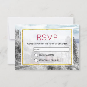 Vintage Train Travelling through Winter Landscape Invitation