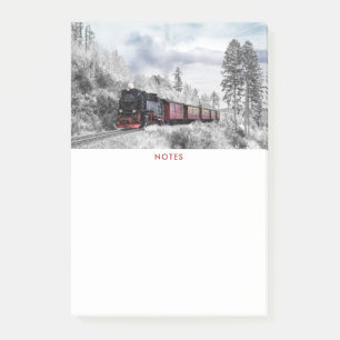 Vintage Train Travelling through Winter Landscape Post-it Notes