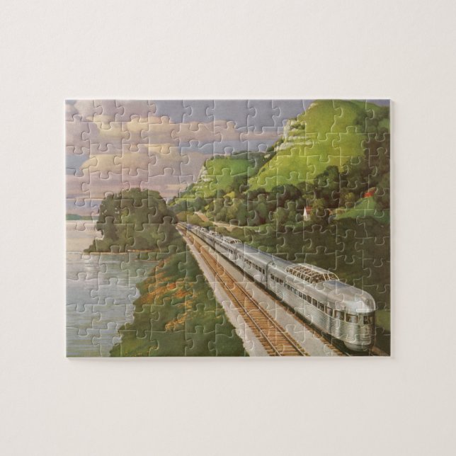 Vintage Train Vacation, Locomotive in Country Jigsaw Puzzle (Horizontal)