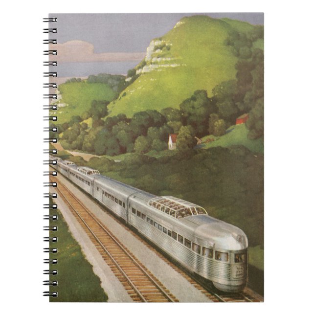 Vintage Train Vacation, Locomotive in Country Notebook (Front)