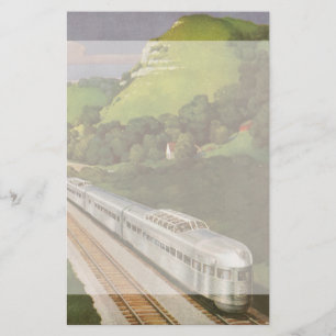 Vintage Train Vacation, Locomotive in Country Stationery