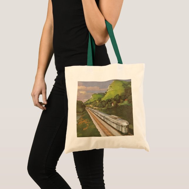 Vintage Train Vacation, Locomotive in Country Tote Bag (Front (Product))