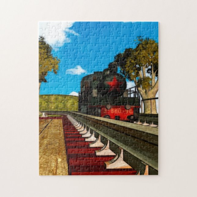 Vintage Trains Illustrated Series Jigsaw Puzzle (Vertical)