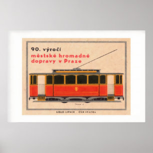 Vintage Tram Red Yellow Black Vintage Matchbox Poster