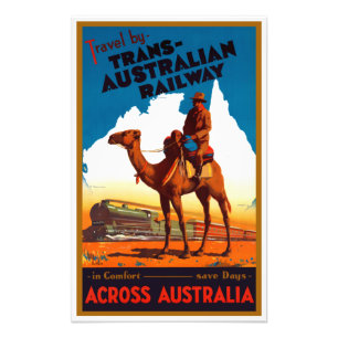Vintage Trans-Australian Railway Travel Poster
