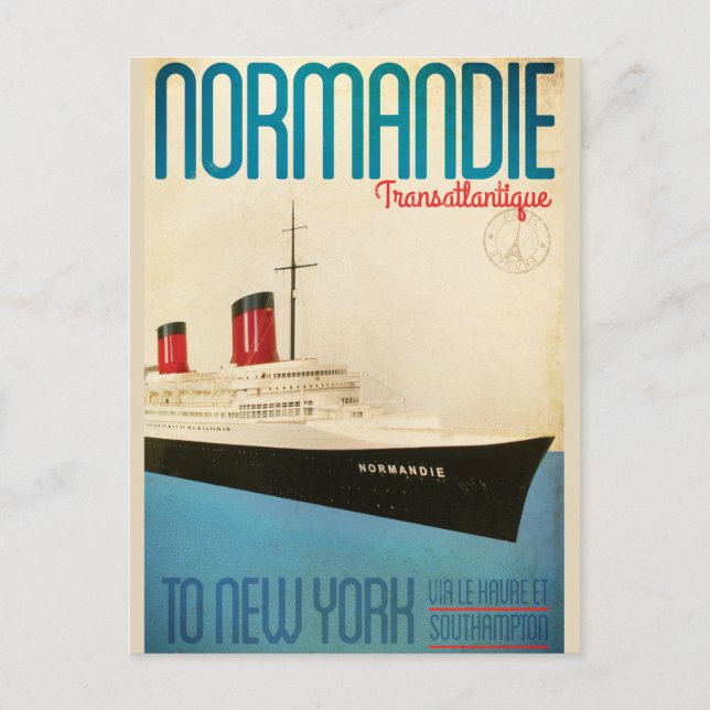 Vintage Transatlantique Travel Postcard (Front)