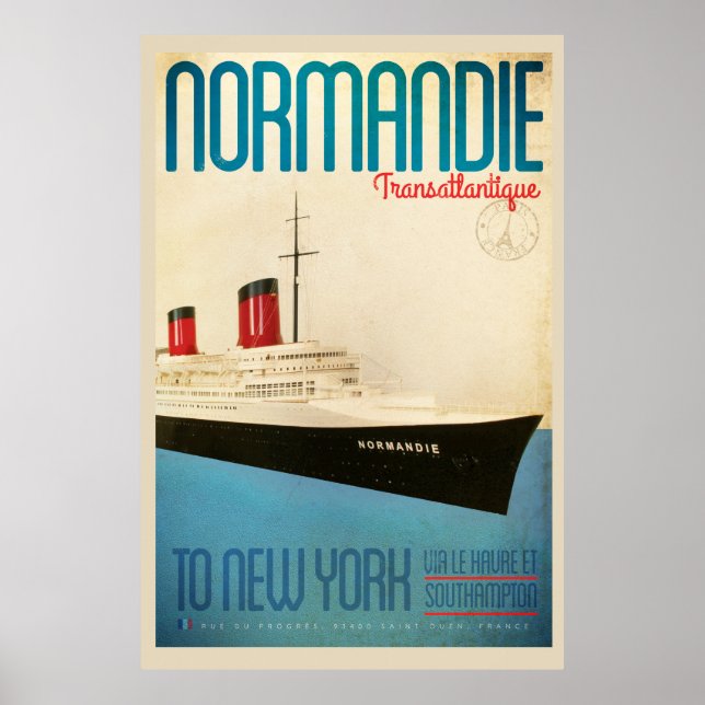 Vintage Transatlantique Travel Poster (Front)