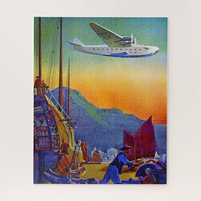 Vintage Transpacific Travel Art Illustration Jigsaw Puzzle (Vertical)