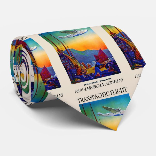 Vintage Transpacific Travel Artwork Tie (Rolled)