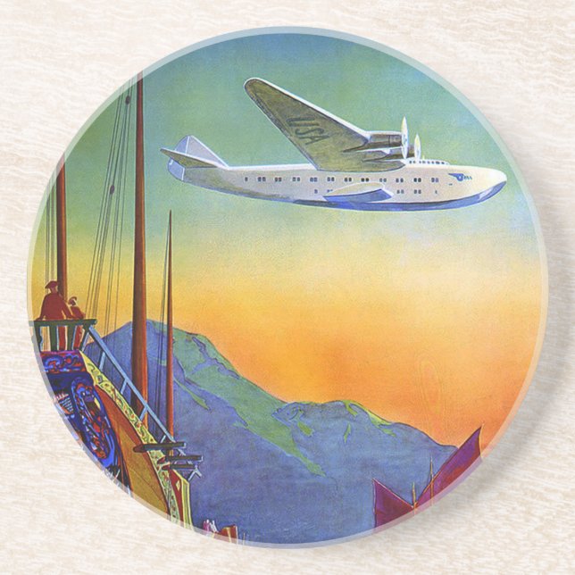 Vintage Transpacific Travel Coaster (Front)