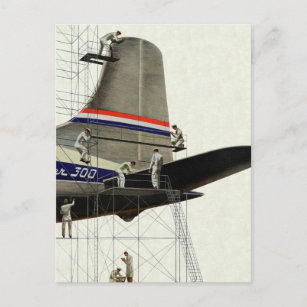 Vintage Transportation, Aeroplane Maintenance Postcard