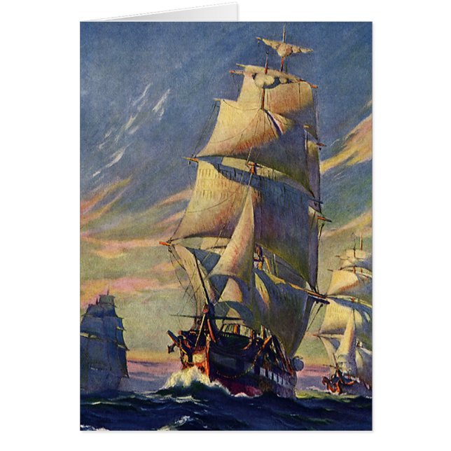 Vintage Transportation, Clipper Ships at Sea (Front)