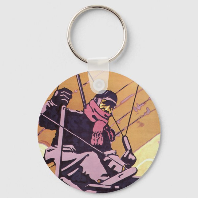 Vintage Transportation Hang Glider Aircraft Key Ring (Front)