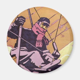Vintage Transportation Hang Glider Aircraft Magnet