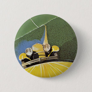 Vintage Transportation, Headlights from a Car 6 Cm Round Badge