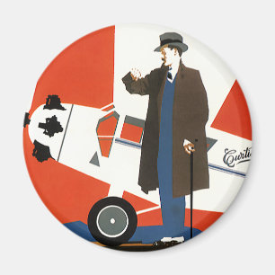 Vintage Transportation, Propeller Plane and Pilot Magnet