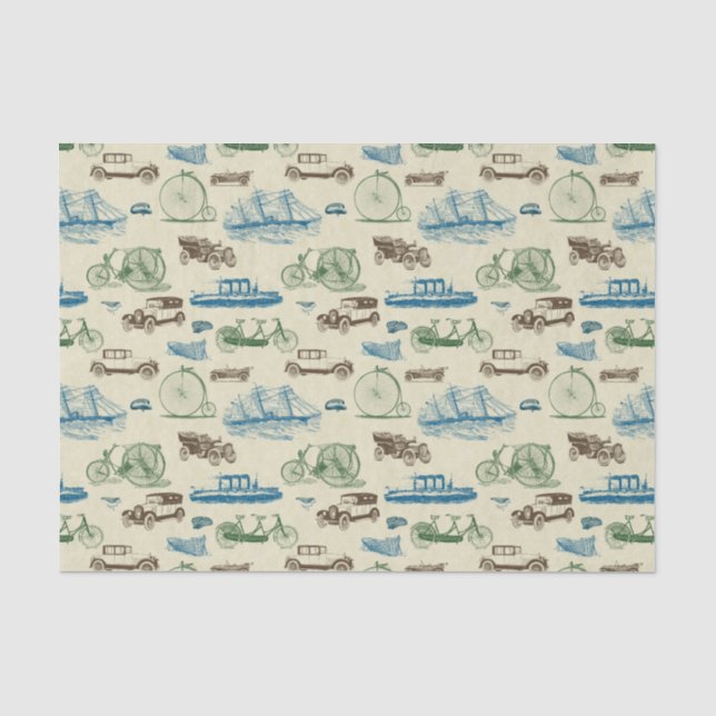 Vintage Transportation Tissue Paper (Front)