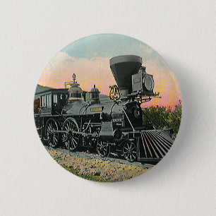 Vintage Transportation, Western Antique Coal Train 6 Cm Round Badge