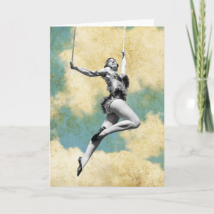 Vintage Trapeze Artist Flying High Card