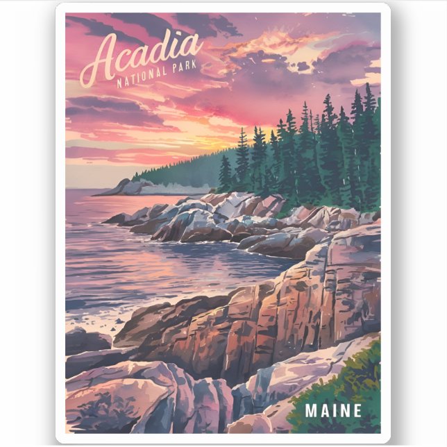 Vintage Travel Acadia National Park Maine Seaside (Front)