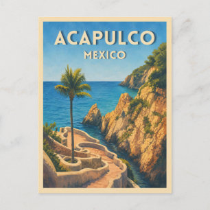 Vintage Travel Acapulco Mexico Seaside Retro Postcard
