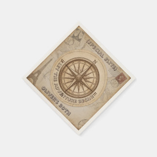 Vintage Travel Adventure Custom Birthday Napkins