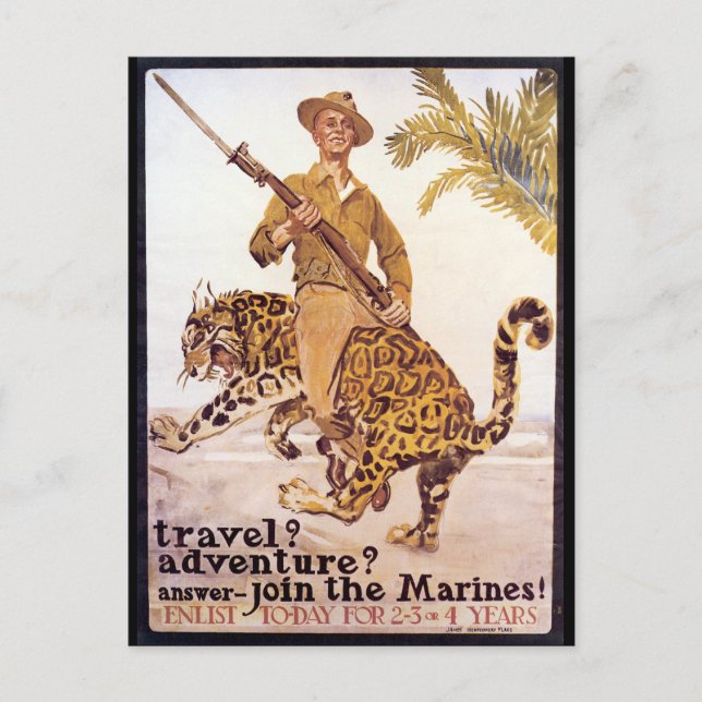 Vintage Travel Adventure Join the Marines Poster Postcard (Front)