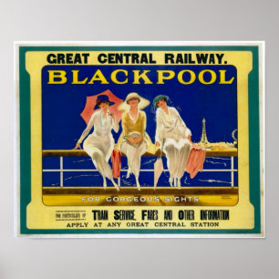 Vintage Travel Advert / Blackpool England 1900's Poster