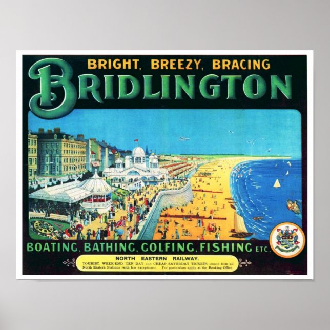 Vintage Travel Advert Bridlington England 1890's Poster (Front)