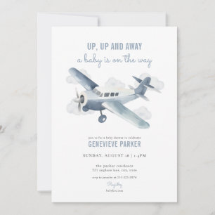 Vintage Travel Aeroplane Baby Shower Invitation
